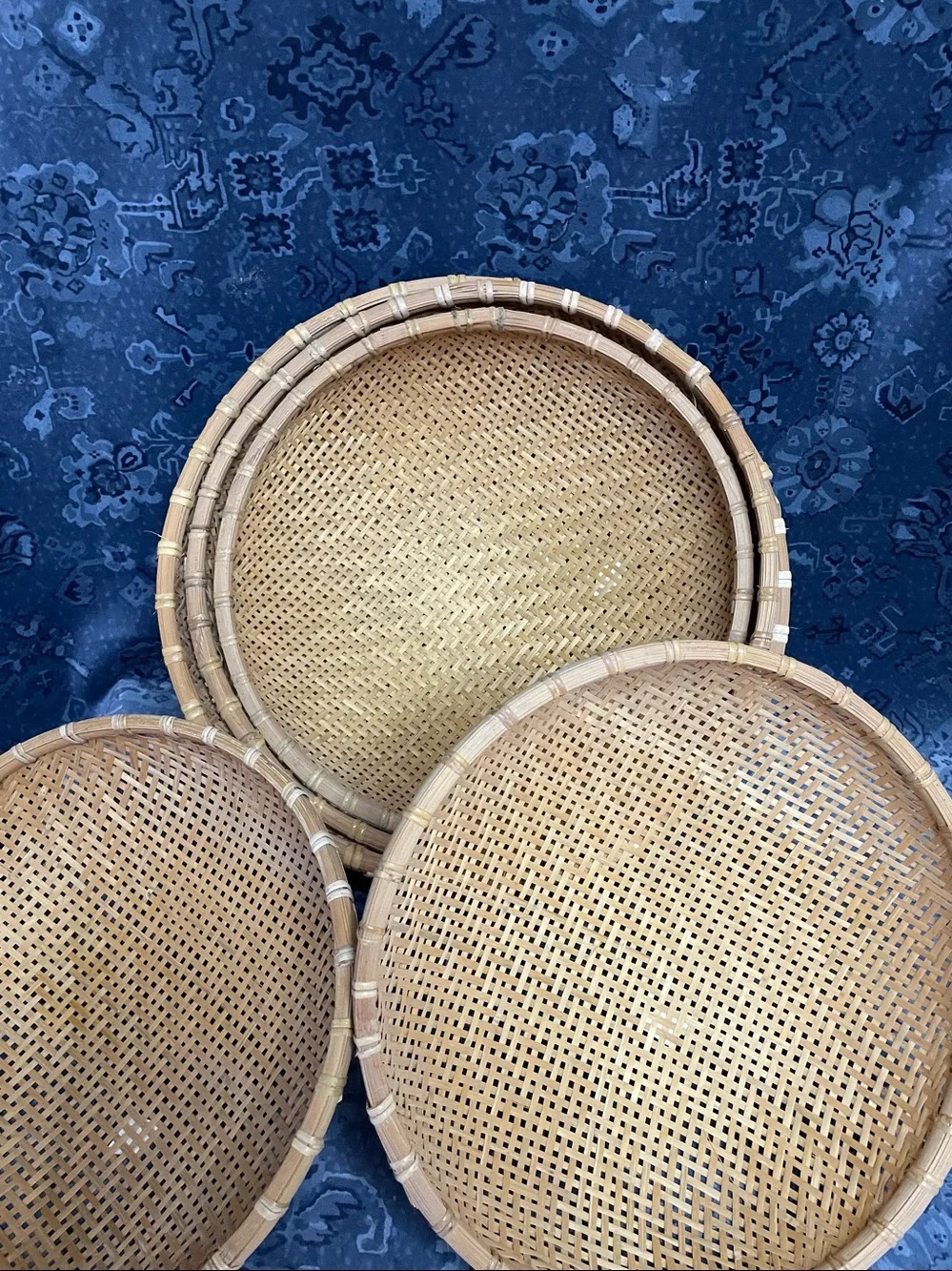 Boho Nesting Bamboo Baskets / Colanders Set of 5 Winnowing Baskets